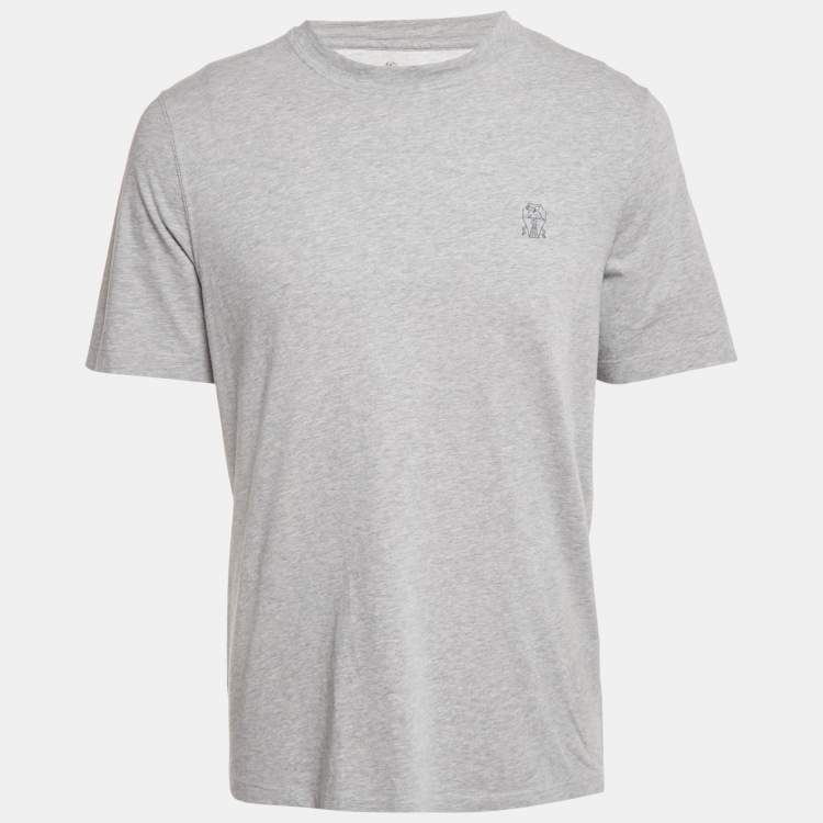 Pre Owned Brunello Cucinelli Grey Melenga Jersey Crewneck T-Shirt M