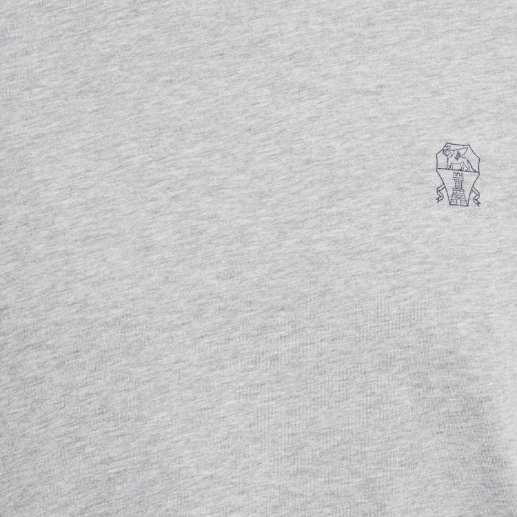 Pre Owned Brunello Cucinelli Grey Melenga Jersey Crewneck T-Shirt M