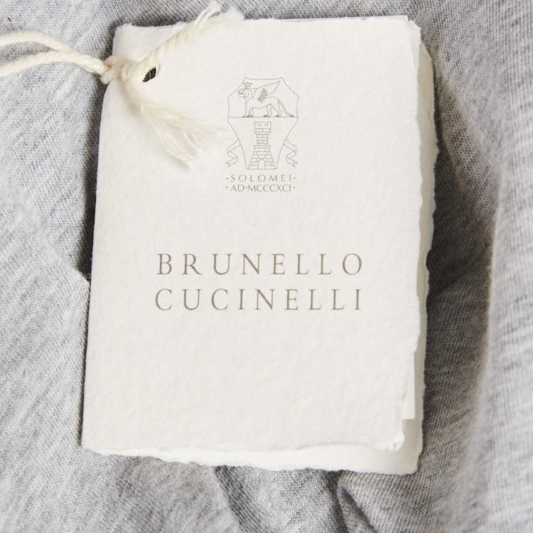 Pre Owned Brunello Cucinelli Grey Melenga Jersey Crewneck T-Shirt M