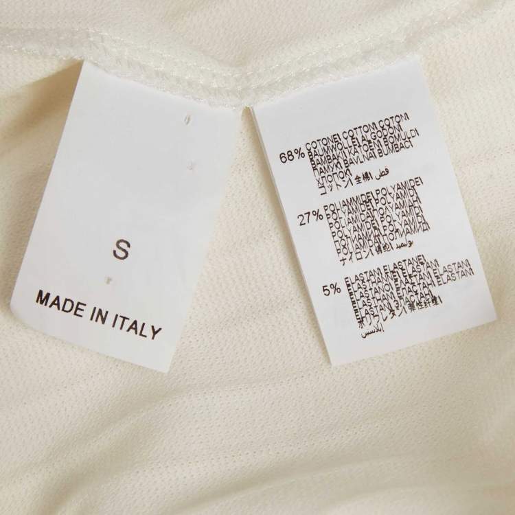 Pre Owned Brunello Cucinelli White Rib Knit Crew Neck T-Shirt S