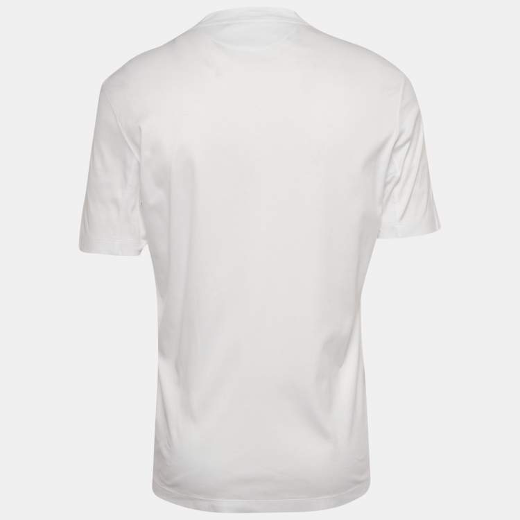 Pre Owned Brunello Cucinelli White Cotton Jersey V Neck T-Shirt M