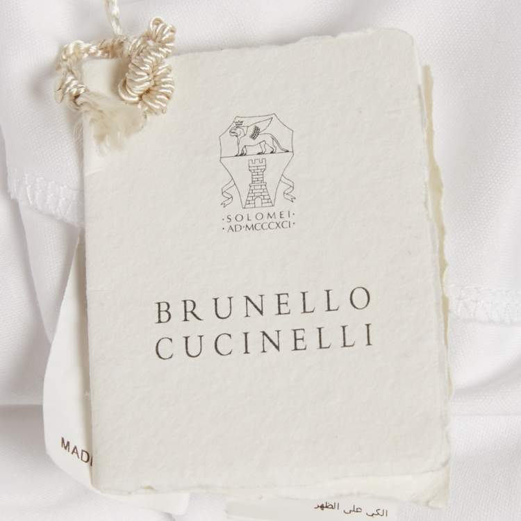 Pre Owned Brunello Cucinelli White Cotton Jersey V Neck T-Shirt M