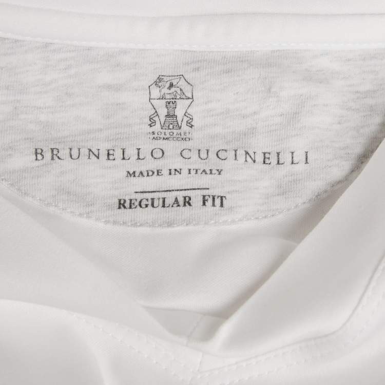 Pre Owned Brunello Cucinelli White Cotton Jersey V Neck T-Shirt M