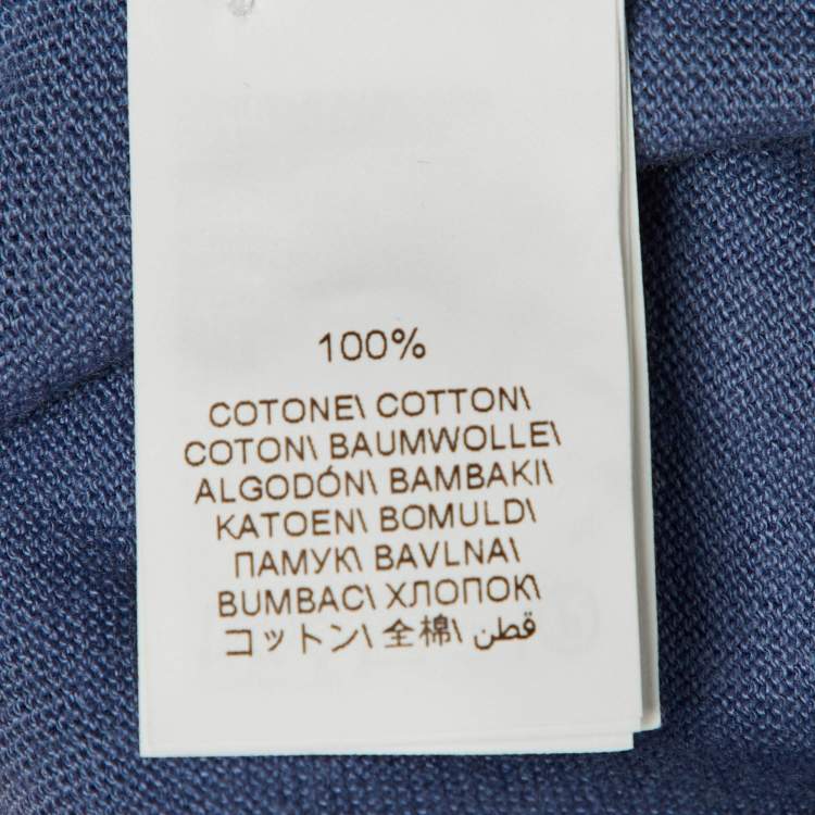 Pre Owned Brunello Cucinelli Blue Cotton Knit Polo T-Shirt L