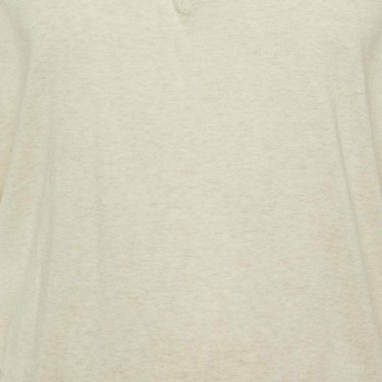 Pre Owned Brunello Cucinelli Cream Cotton Knit Polo T-Shirt L