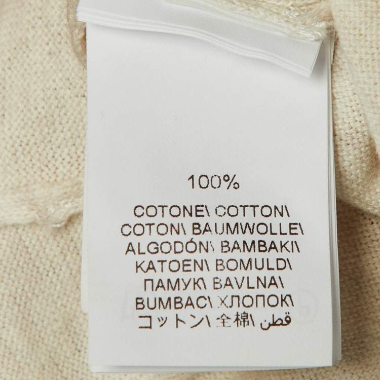 Pre Owned Brunello Cucinelli Cream Cotton Knit Polo T-Shirt L