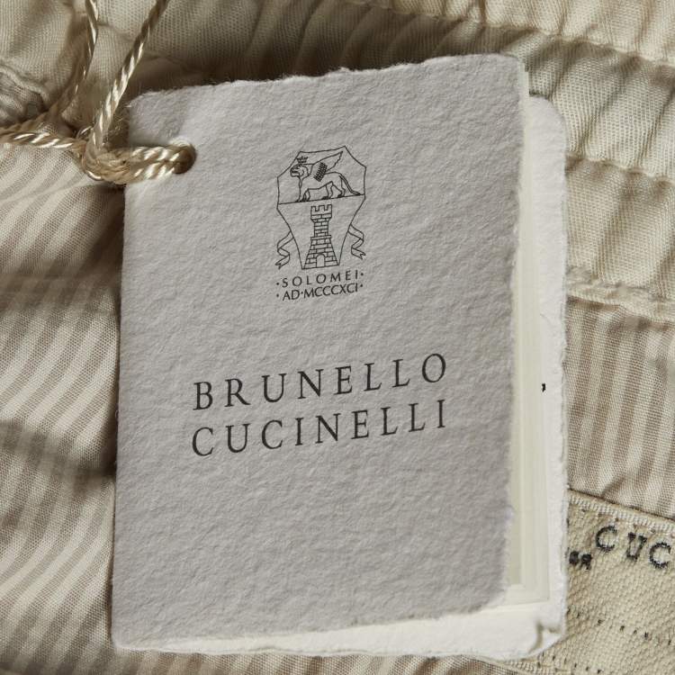 مملوكة مسبقًا Brunello Cucinelli Cream Cotton & Linen Shorts M