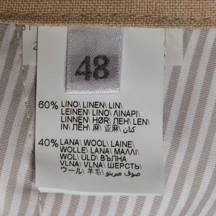 Pre Owned Brunello Cucinelli Beige Striped Linen & Wool Leisure Fit Pants M