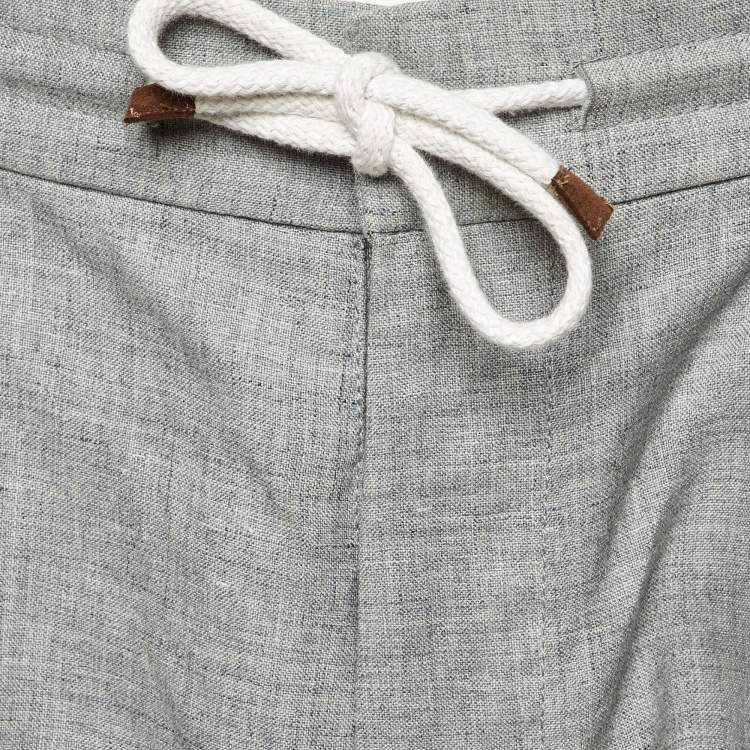 Pre Owned Brunello Cucinelli Grey Linen & Wool Shorts M
