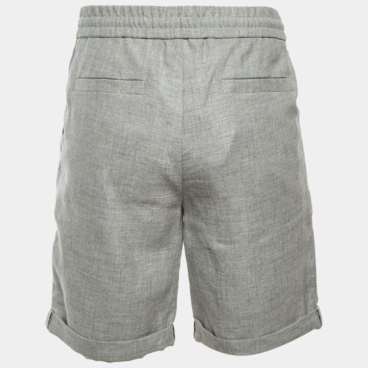Pre Owned Brunello Cucinelli Grey Linen & Wool Shorts M