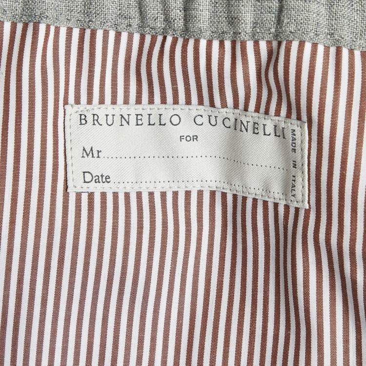 Pre Owned Brunello Cucinelli Grey Linen & Wool Shorts M