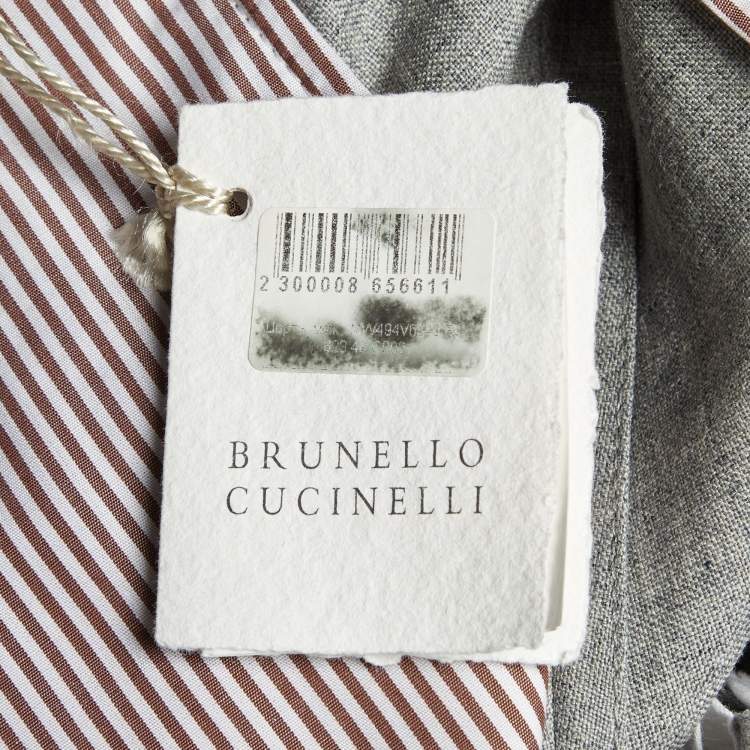 Pre Owned Brunello Cucinelli Grey Linen & Wool Shorts M