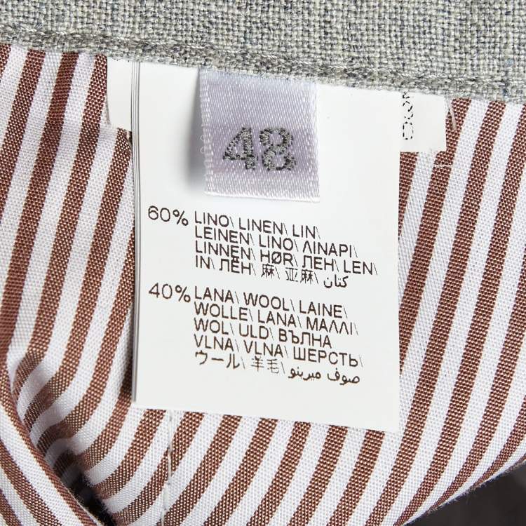 Pre Owned Brunello Cucinelli Grey Linen & Wool Shorts M