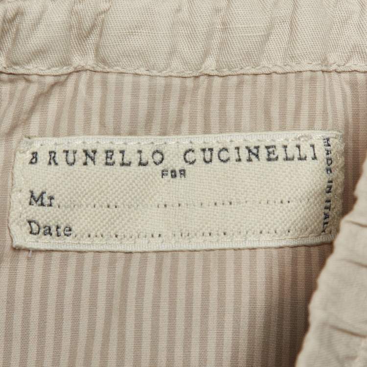 Pre Owned Brunello Cucinelli Beige Linen & Cotton Drawstring Waist Shorts M