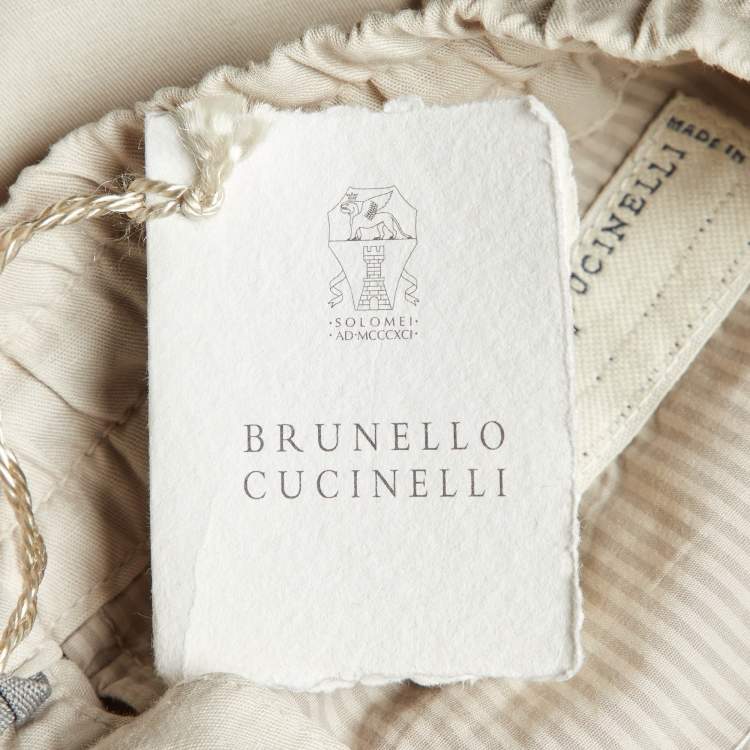 Pre Owned Brunello Cucinelli Beige Linen & Cotton Drawstring Waist Shorts M