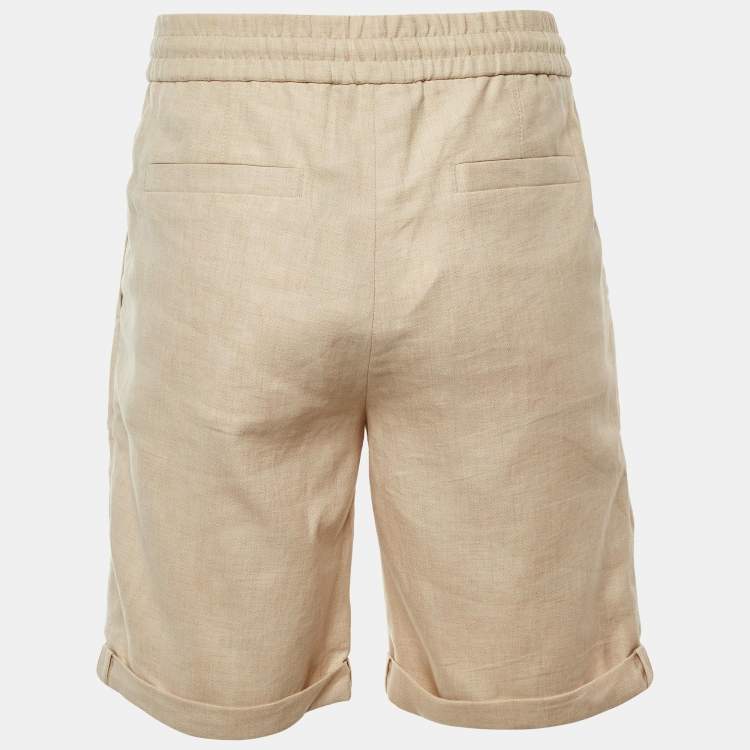 Pre Owned Brunello Cucinelli Light Beige Linen & Wool Shorts M