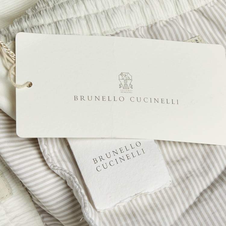 Pre Owned Brunello Cucinelli White Corduroy Leisure Fit Pants M