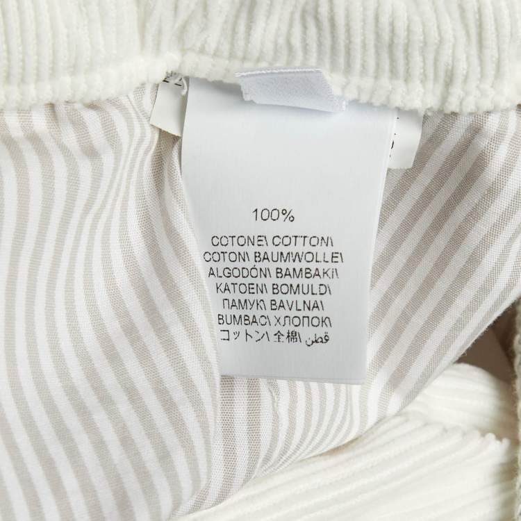 Pre Owned Brunello Cucinelli White Corduroy Leisure Fit Pants M