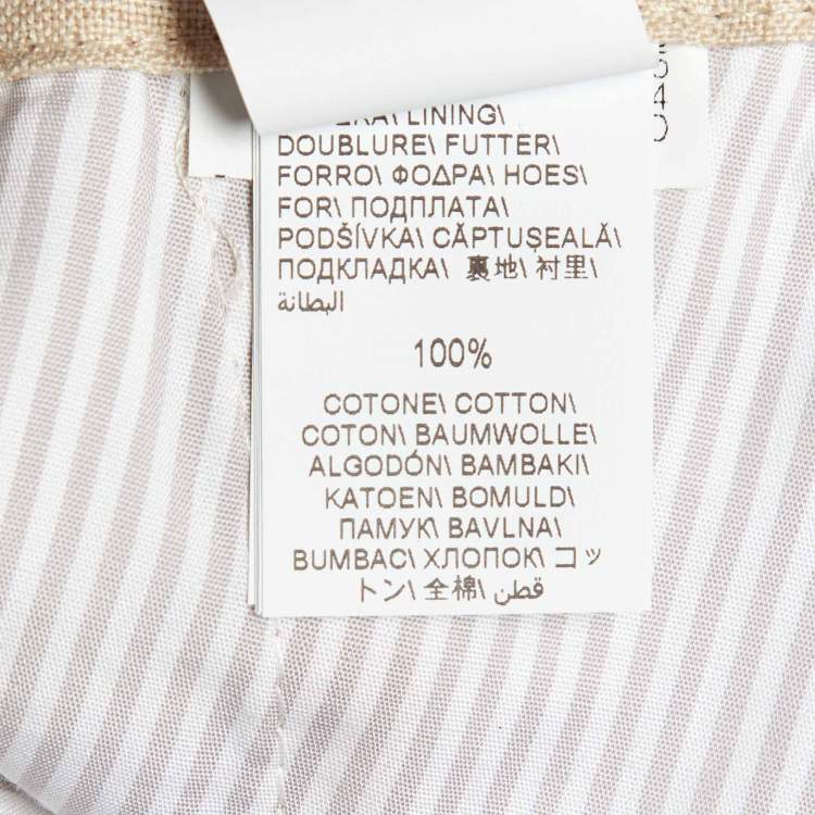 Pre Owned Brunello Cucinelli Beige Striped Linen & Wool Drawstring Waist Trousers M