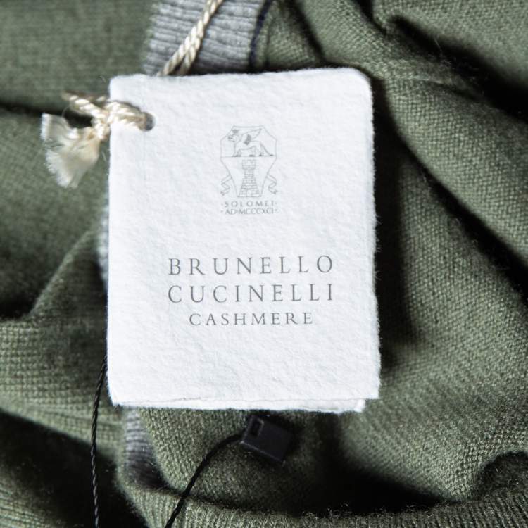 Pre Owned Brunello Cucinelli Green Cashmere Crew Neck Sweater XL