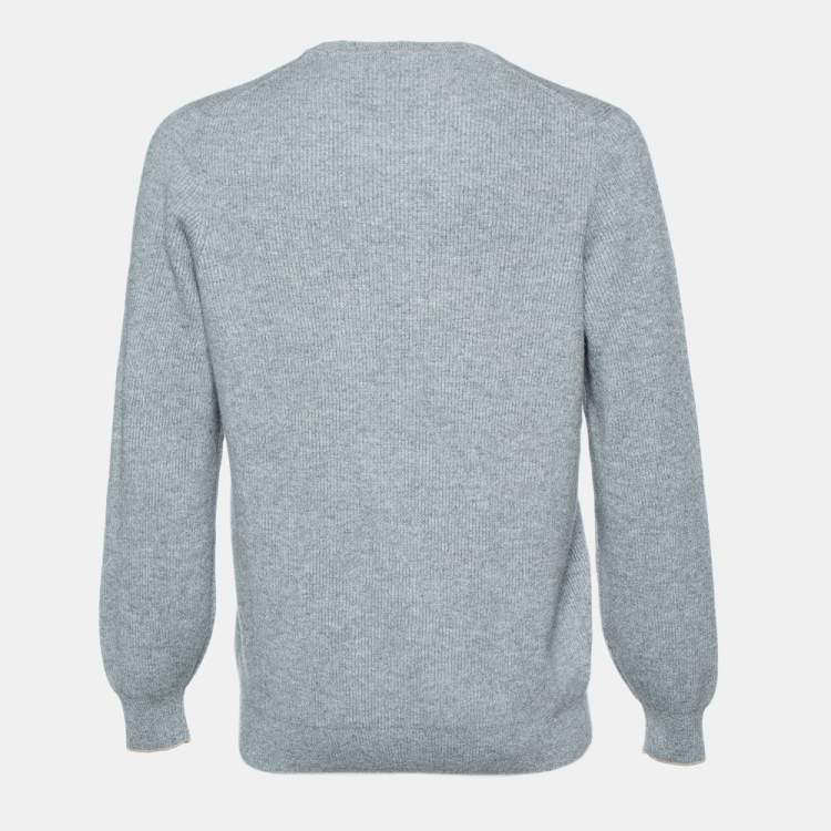 Pre Owned Brunello Cucinelli Grey Cashmere Crewneck Sweater L