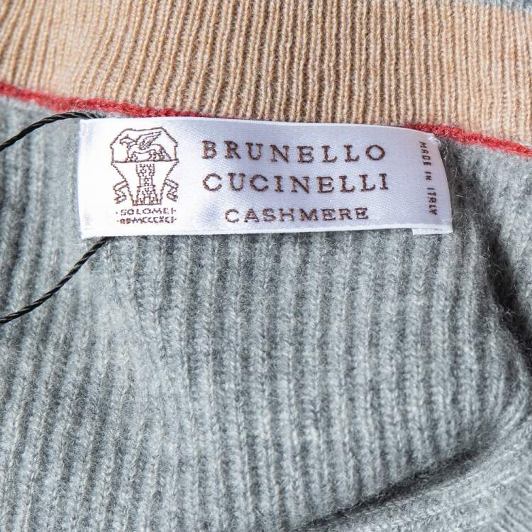 Pre Owned Brunello Cucinelli Grey Cashmere Crewneck Sweater L