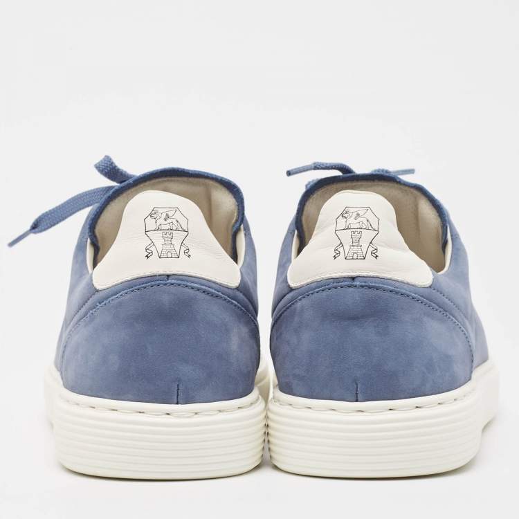 Pre Owned Brunello Cucinelli Blue Nubuck  Low Top Sneakers Size 42