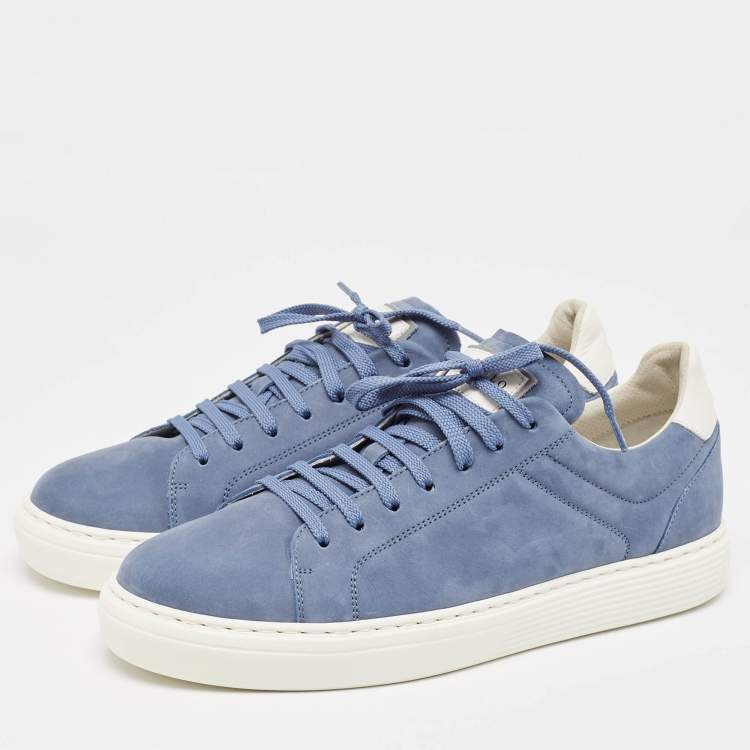 Brunello Cucinelli Blue Nubuck Low Top Sneakers Size 42