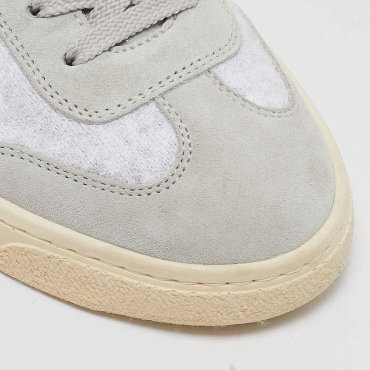 Pre Owned Brunello Cucinelli Grey Fabric and Suede Lace Up Sneakers Size 40