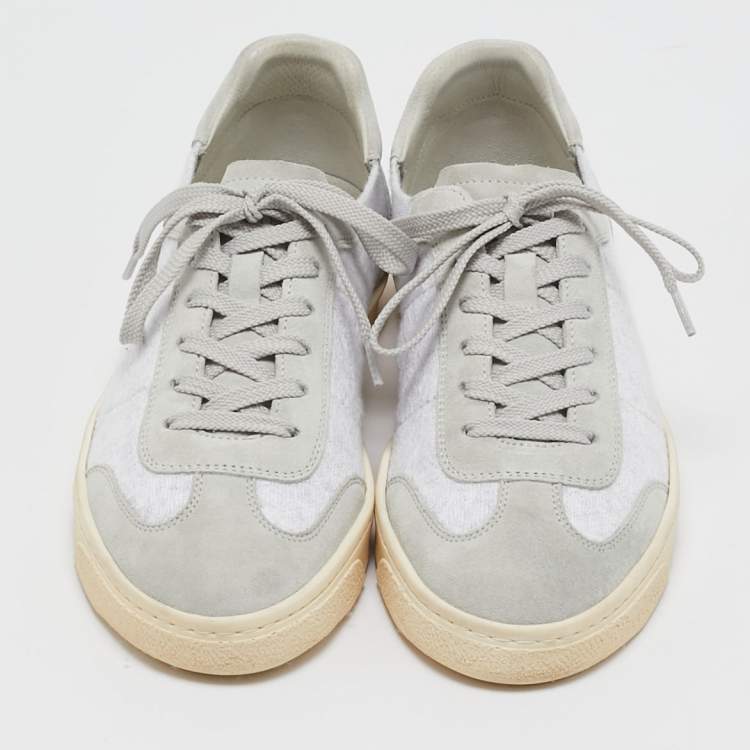 Pre Owned Brunello Cucinelli Grey Fabric and Suede Lace Up Sneakers Size 40