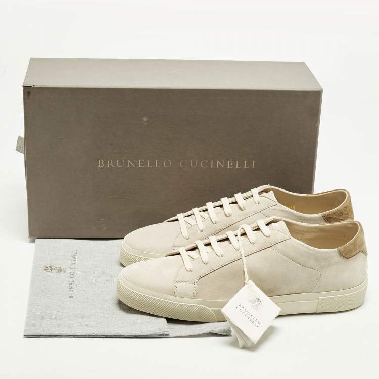 مملوكة مسبقًا Brunello Cucinelli Size 43 Beige/Brown Suede Low Top Sneakers