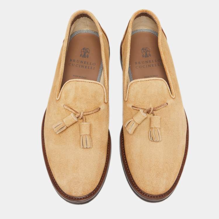 Pre Owned Brunello Cucinelli Brown Suede Penny Loafers Size 42