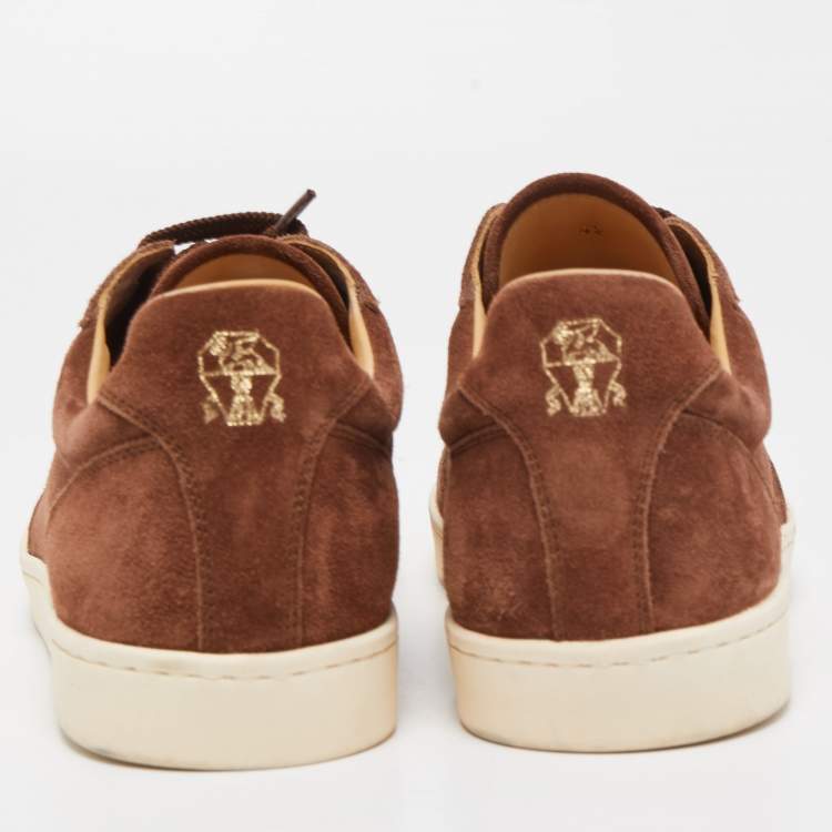 Pre Owned Brunello Cucinelli Brown Suede Low Top Sneakers Size 42 
