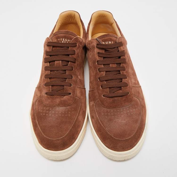 Pre Owned Brunello Cucinelli Brown Suede Low Top Sneakers Size 42 