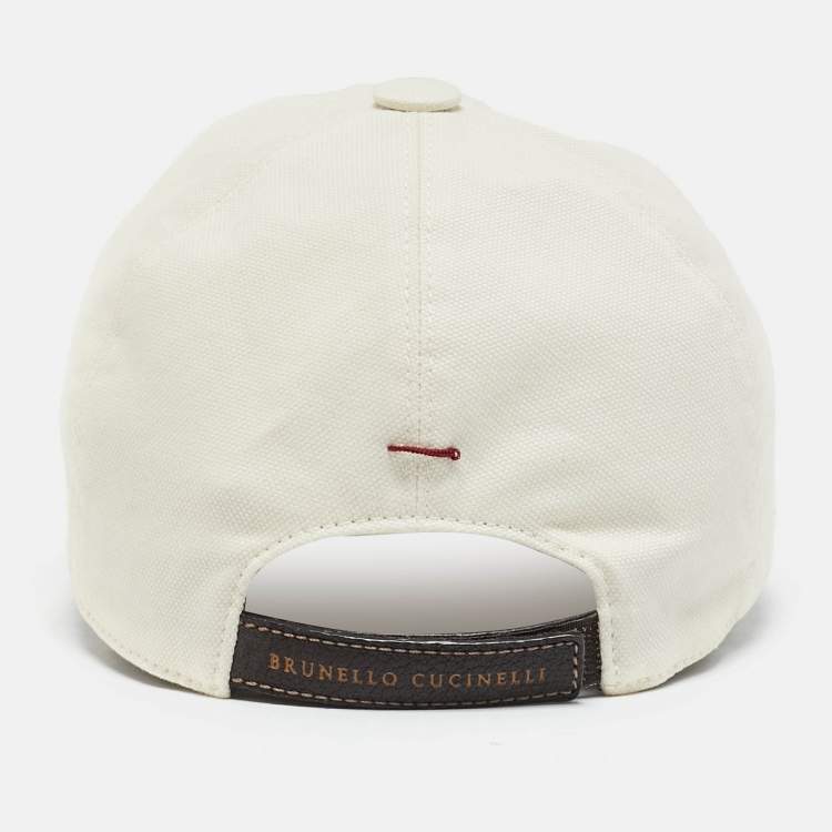Pre Owned Brunello Cucinelli Beige Cotton Canvas Baseball Cap S