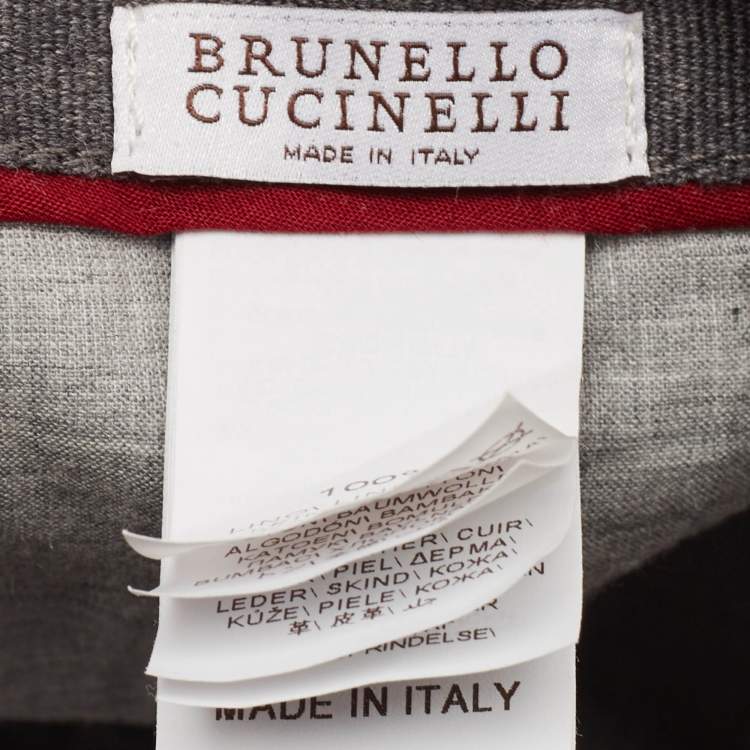 Pre Owned Brunello Cucinelli Blue/Beige Logo Embroidery Linen and Suede Baseball Cap M