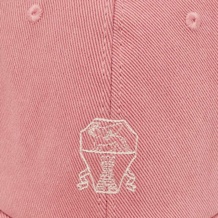 Pre Owned Brunello Cucinelli Pink Cotton Canvas Logo Embroidered Baseball Cap L
