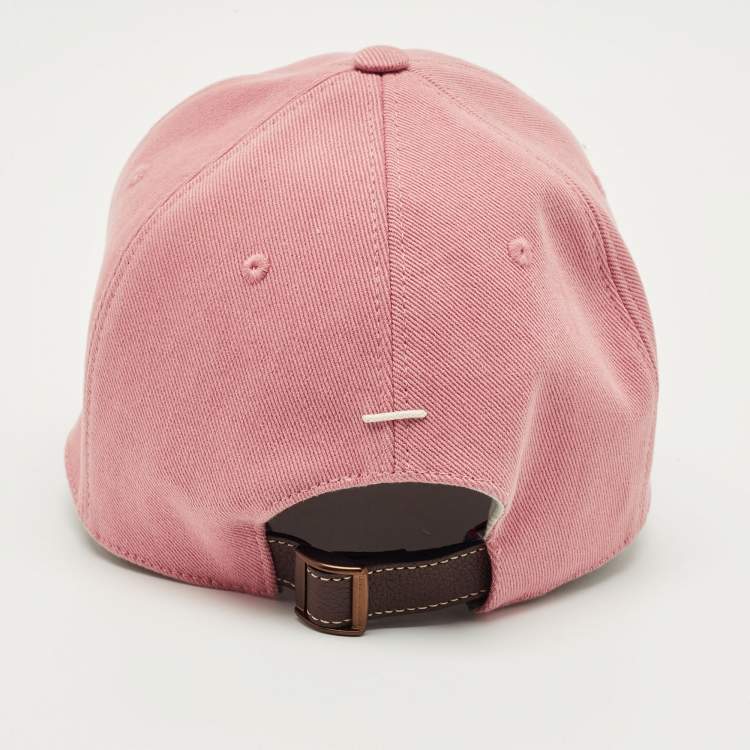 Pre Owned Brunello Cucinelli Pink Cotton Canvas Logo Embroidered Baseball Cap L