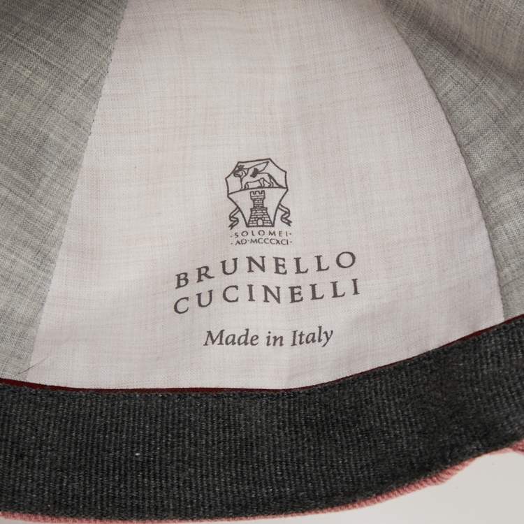 Pre Owned Brunello Cucinelli Pink Logo Embroidered Cotton Baseball Cap L
