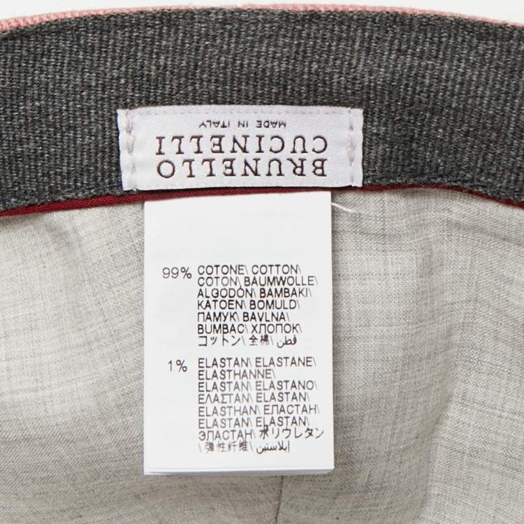 Pre Owned Brunello Cucinelli Pink Logo Embroidered Cotton Baseball Cap L