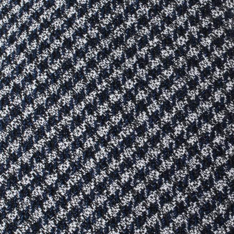 Pre Owned Brunello Cucinelli Navy Cotton Houndstooth Narrow Tie
