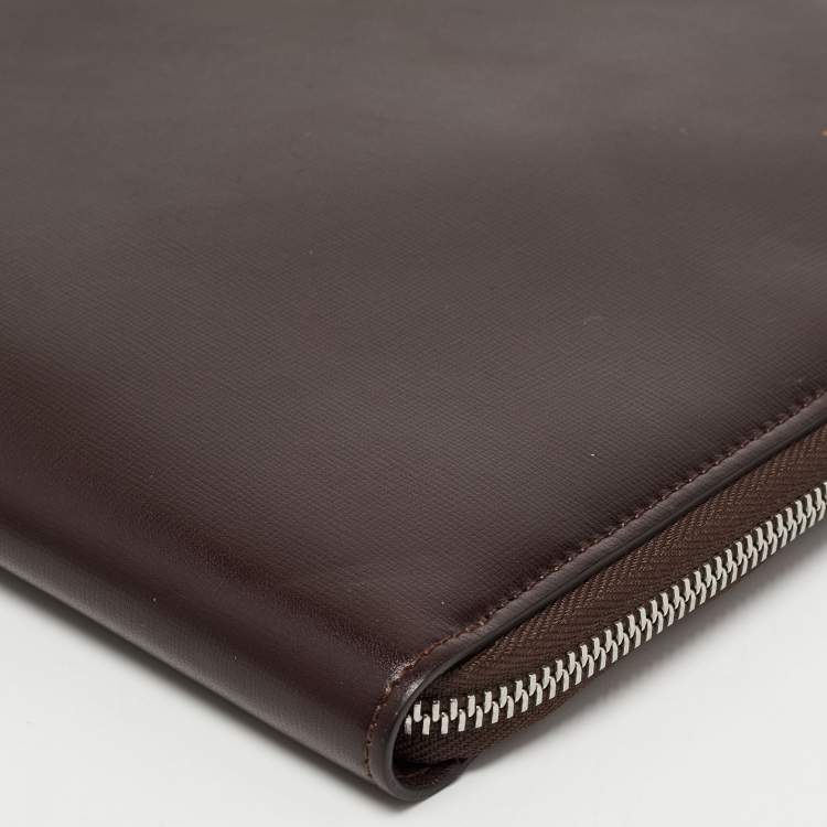 مملوكة مسبقًا Brunello Cucinelli Brown Leather Zip Around iPad Case