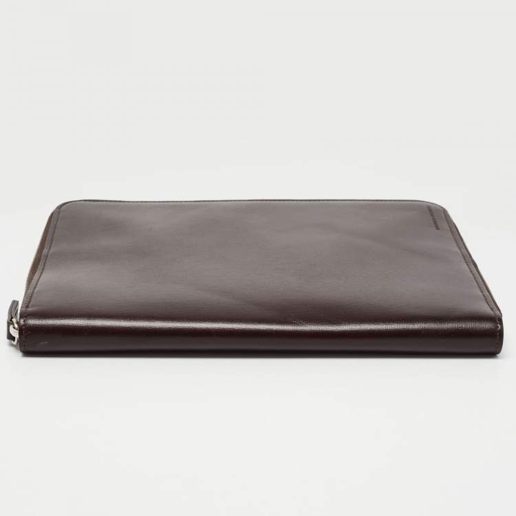 مملوكة مسبقًا Brunello Cucinelli Brown Leather Zip Around iPad Case