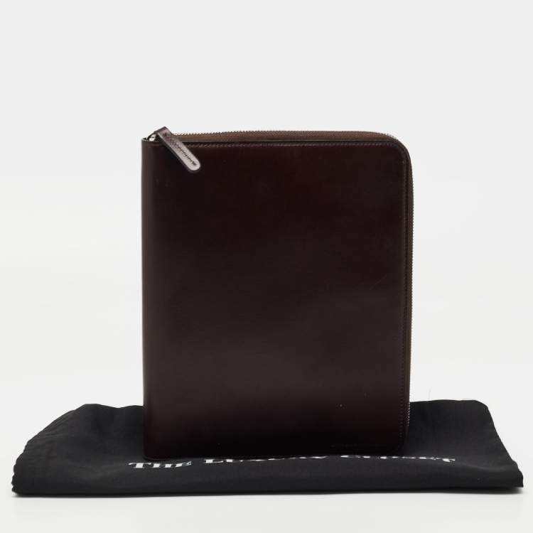 مملوكة مسبقًا Brunello Cucinelli Brown Leather Zip Around iPad Case