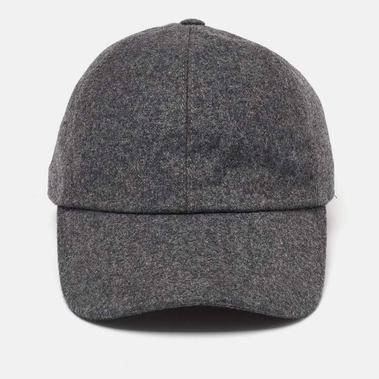 Pre Owned Brunello Cucinelli Grey Wool Basketball Cap M