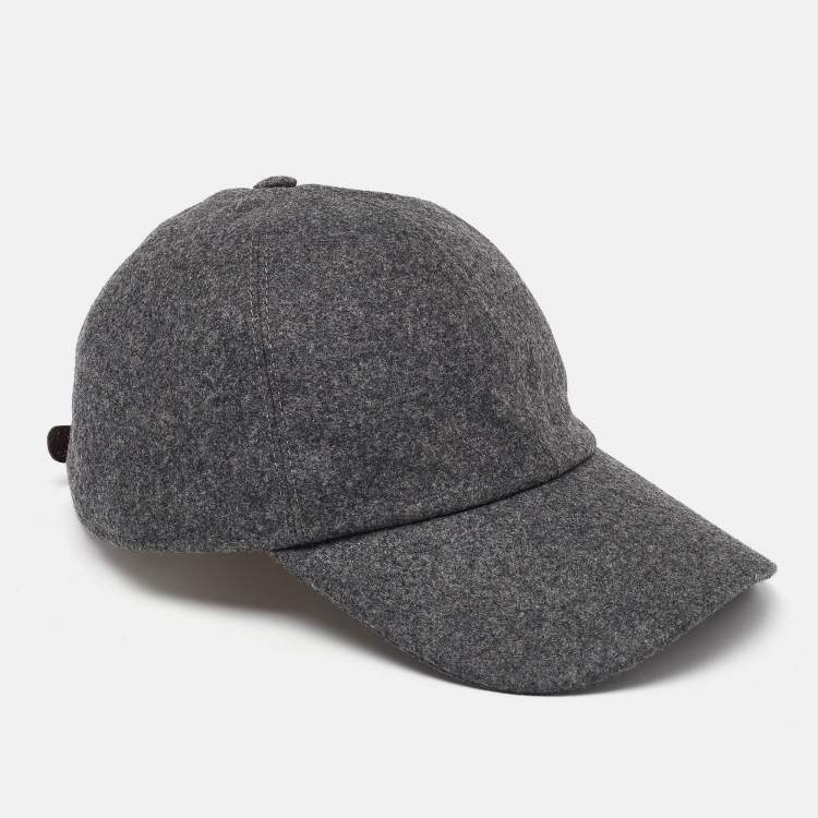 Pre Owned Brunello Cucinelli Grey Wool Basketball Cap M