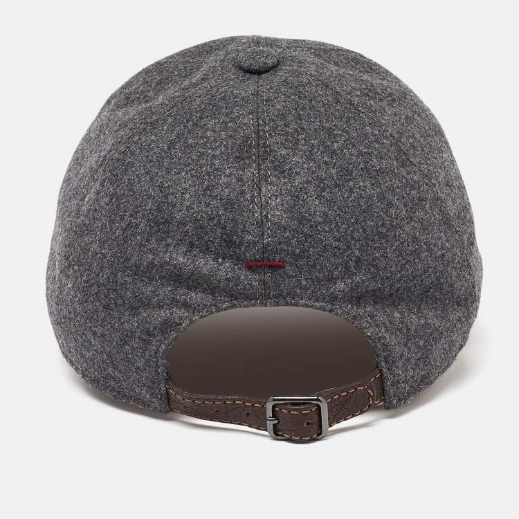 Pre Owned Brunello Cucinelli Grey Wool Basketball Cap M