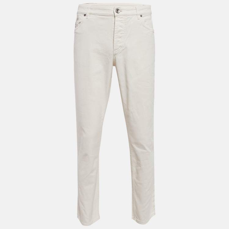 Pre Owned Brunello Cucinelli White Cotton Chino Traditional Fit Pants XXL