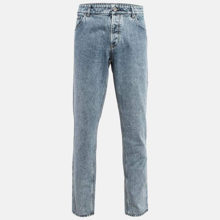 مملوكة مسبقًا Brunello Cucinelli Blue Washed Denim Traditional Fit Jeans XXXL (Waist 40")