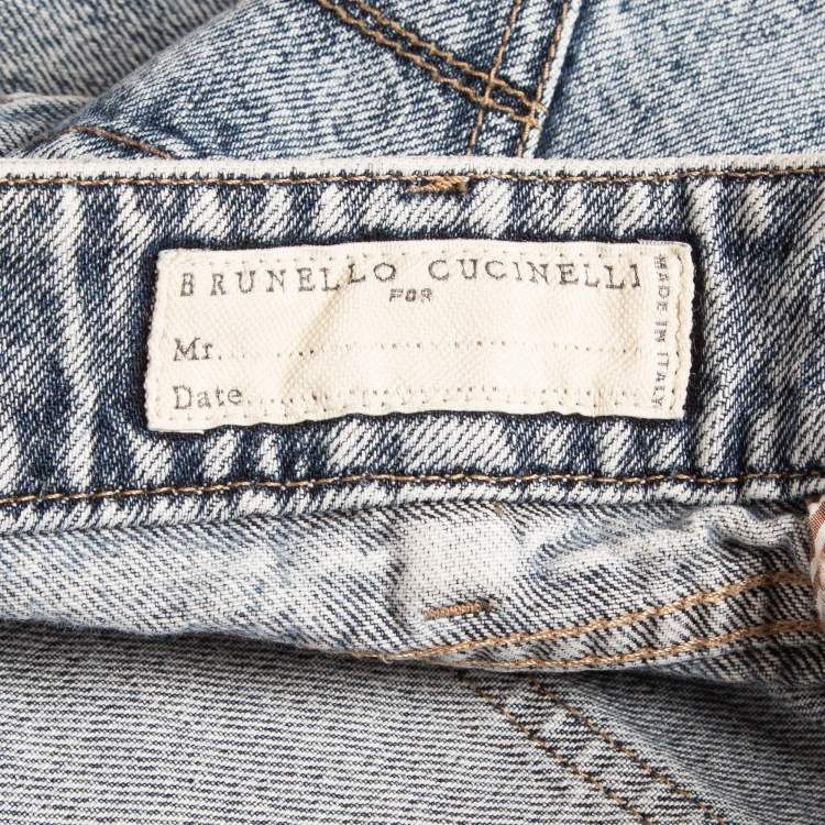 مملوكة مسبقًا Brunello Cucinelli Blue Washed Denim Traditional Fit Jeans XXXL (Waist 40")